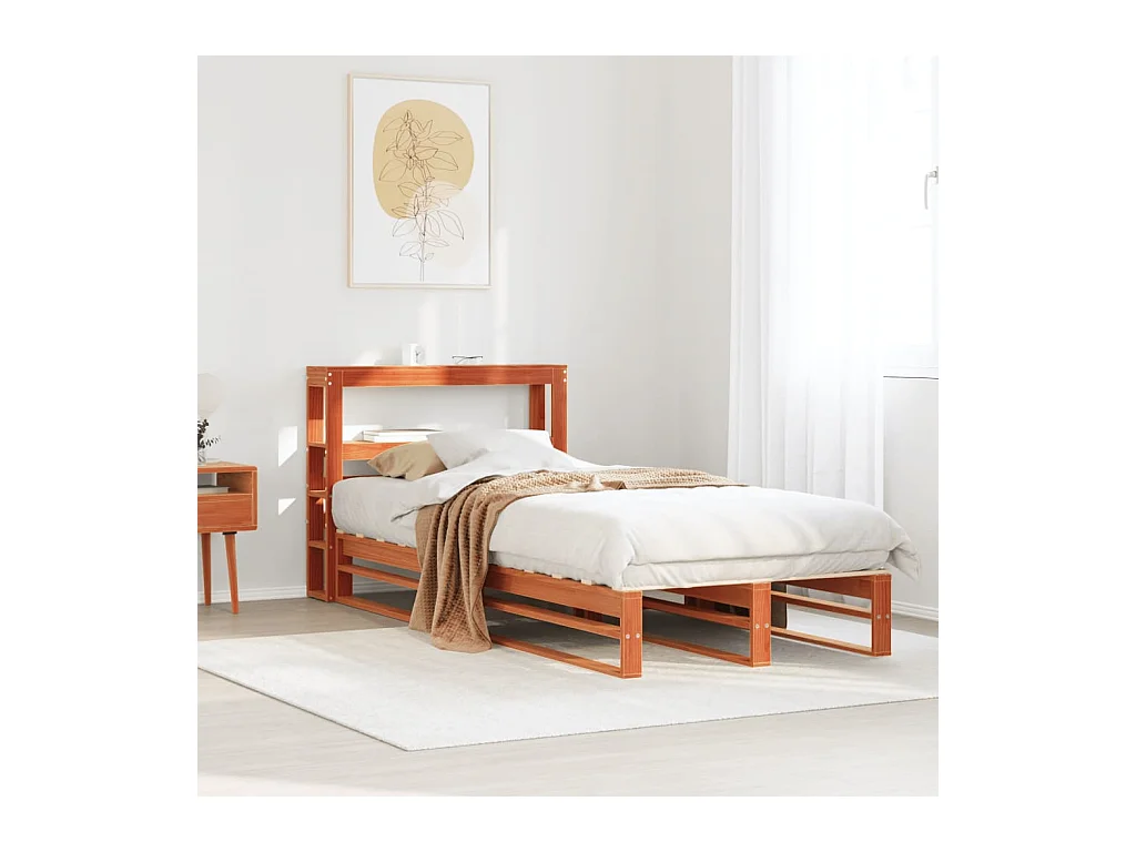 Cama sem colchão 90x190 cm madeira de pinho maciça castanho-mel