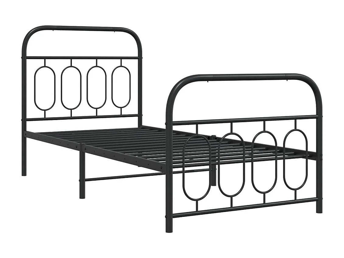 Bedframe met hoofd- en voeteneinde metaal zwart 80x200 cm