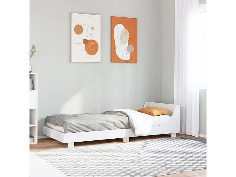 Estructura de cama sin colchón madera maciza blanca 75x190 cm