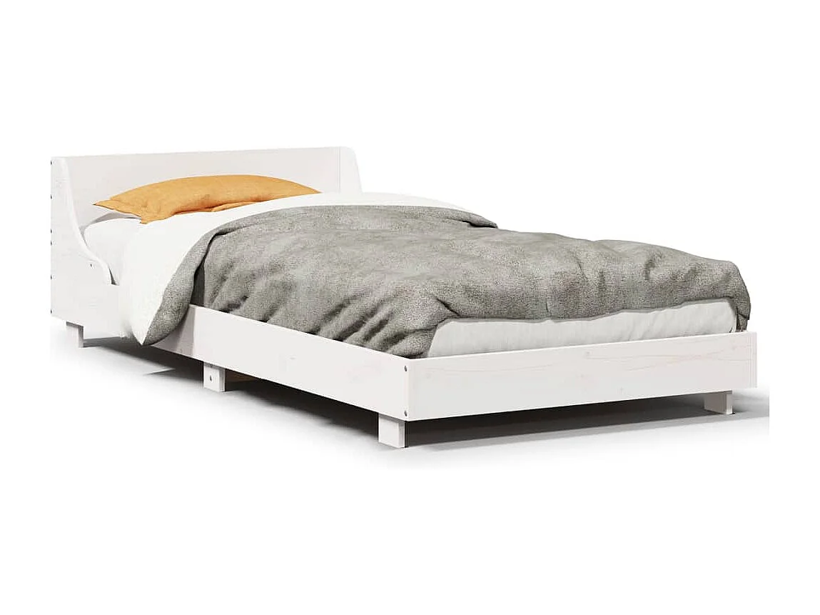 Estructura de cama sin colchón madera maciza blanca 75x190 cm