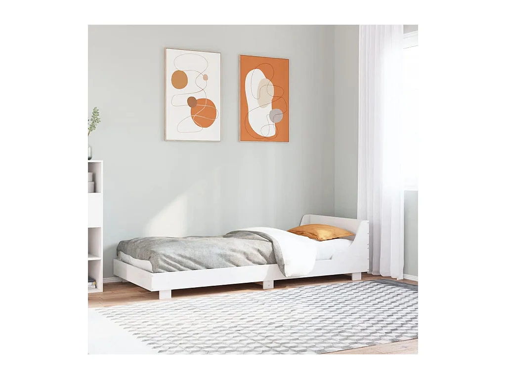 Cadre de lit sans matelas blanc 75x190 cm bois de pin massif
