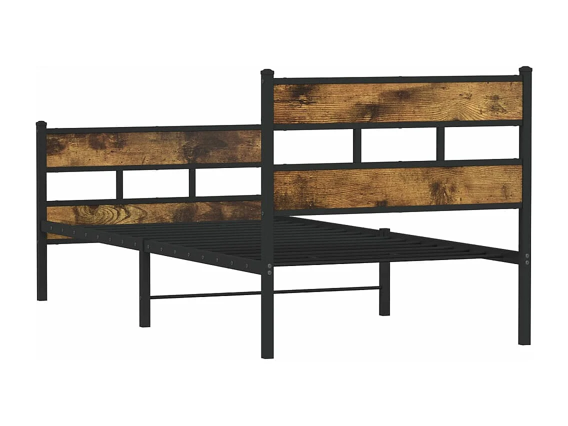Cadre de lit en métal sans matelas chêne fumé 100x190 cm