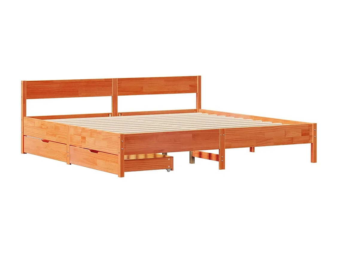 Cadre de lit sans matelas cire marron 200x200cm bois pin massif