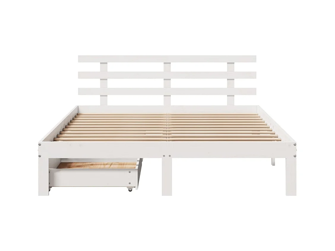 Cadre de lit avec tiroirs sans matelas blanc 120x200 cm