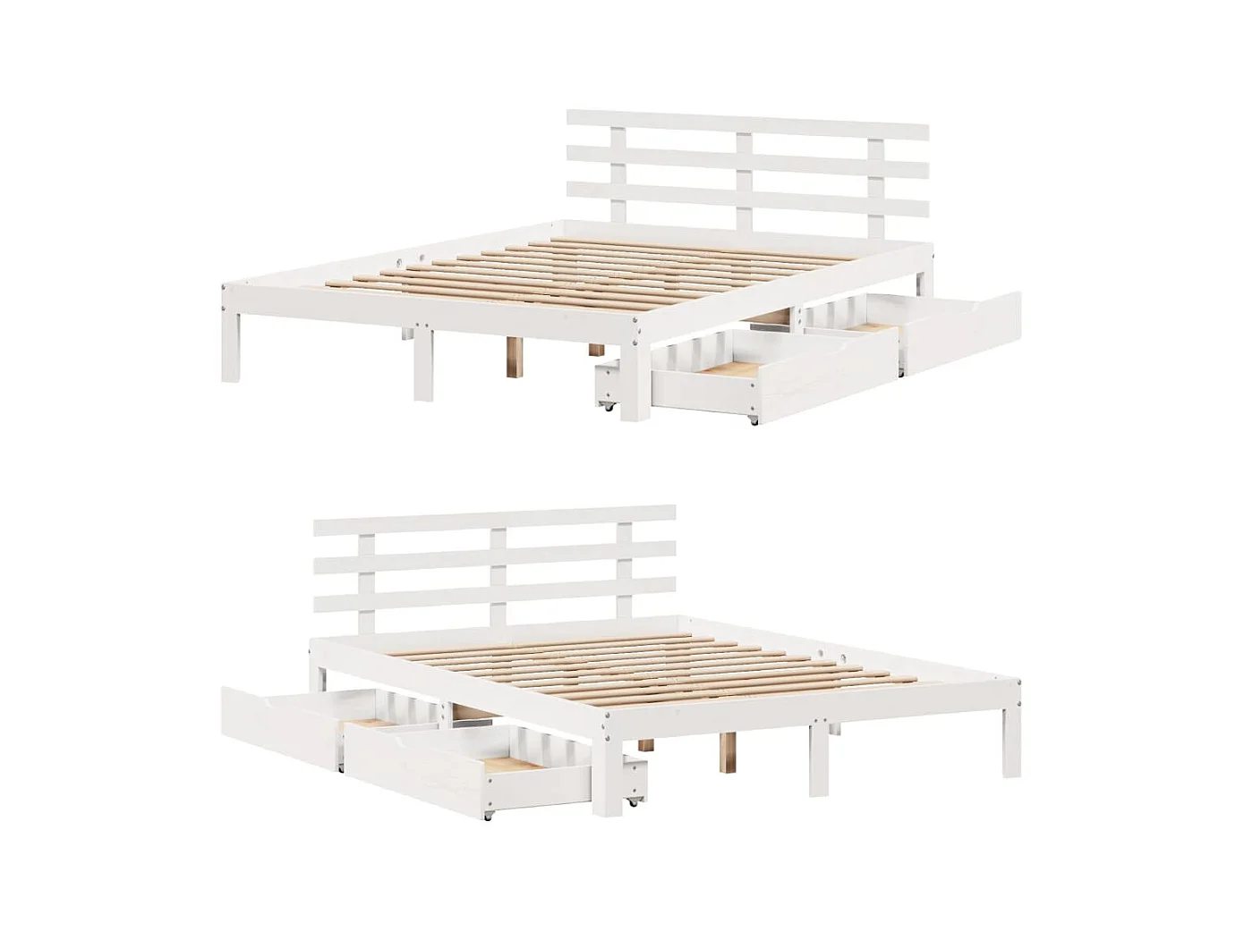 Cadre de lit avec tiroirs sans matelas blanc 120x200 cm