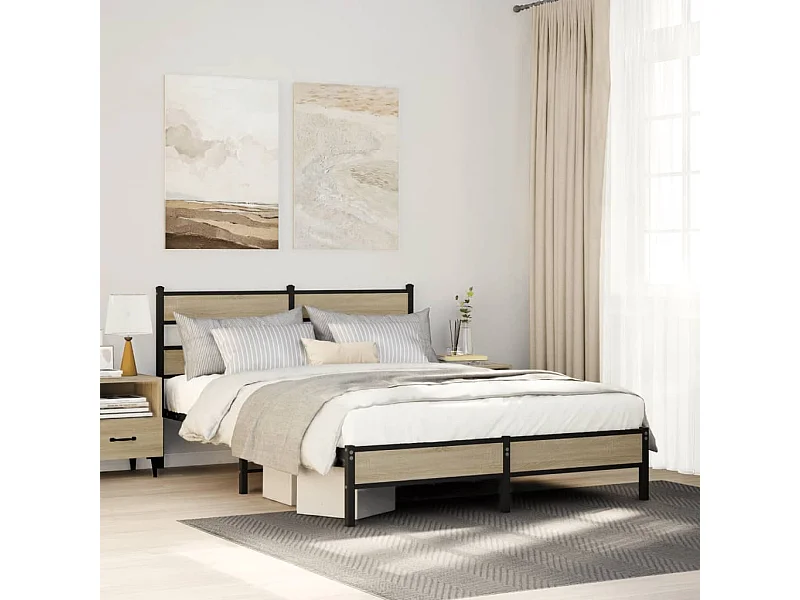 Cadre de lit sans matelas chêne sonoma 137x190 cm