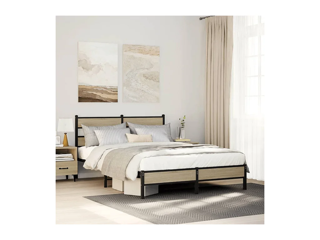 Cadre de lit sans matelas chêne sonoma 137x190 cm