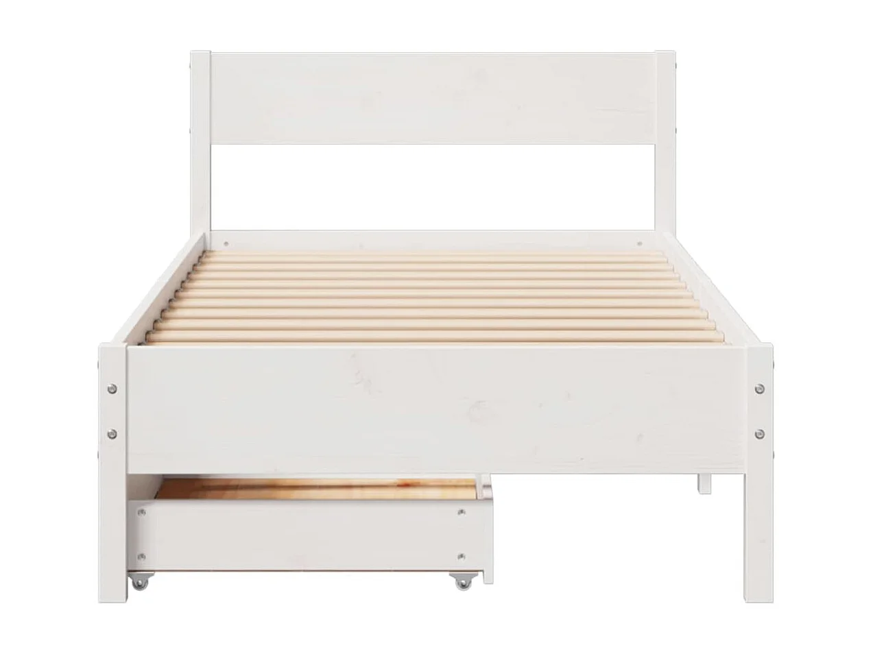 Bedframe zonder matras massief grenenhout wit 90x200 cm