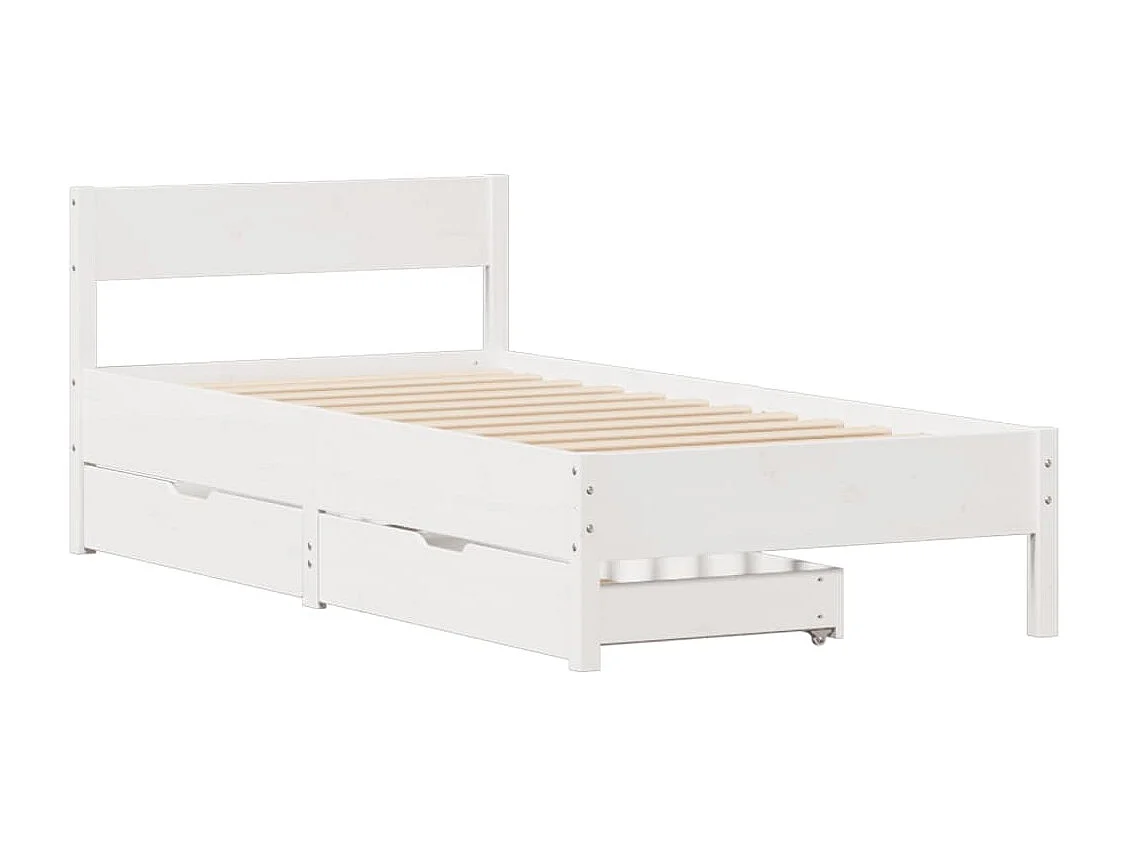 Cadre de lit sans matelas blanc 90x200 cm bois de pin massif