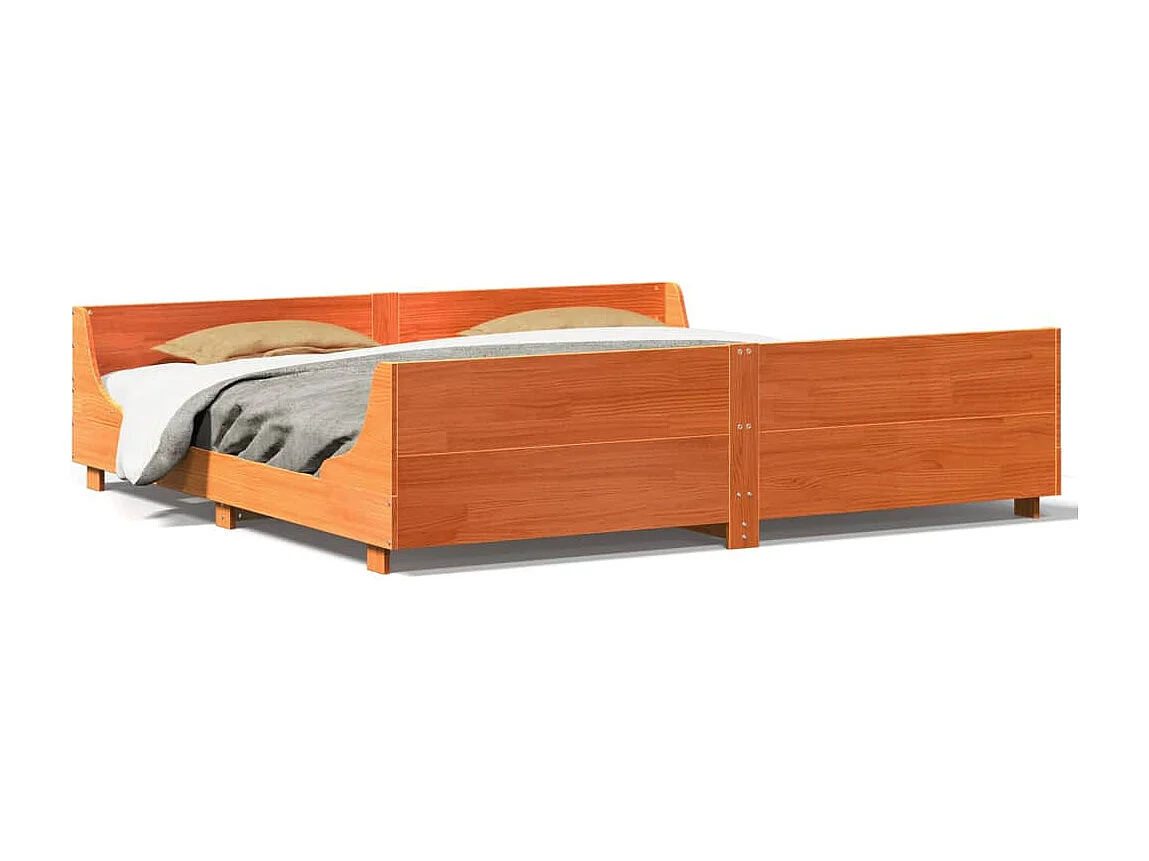 Cadre de lit sans matelas cire marron 180x200cm bois pin massif