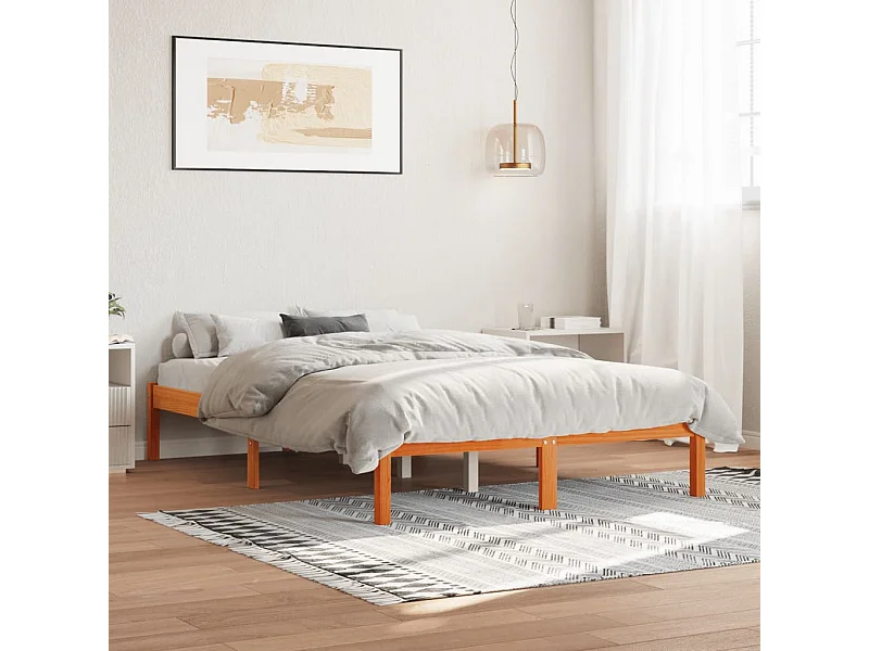 Letto senza Materasso Marrone Cera 140x190 cm in Legno di Pino