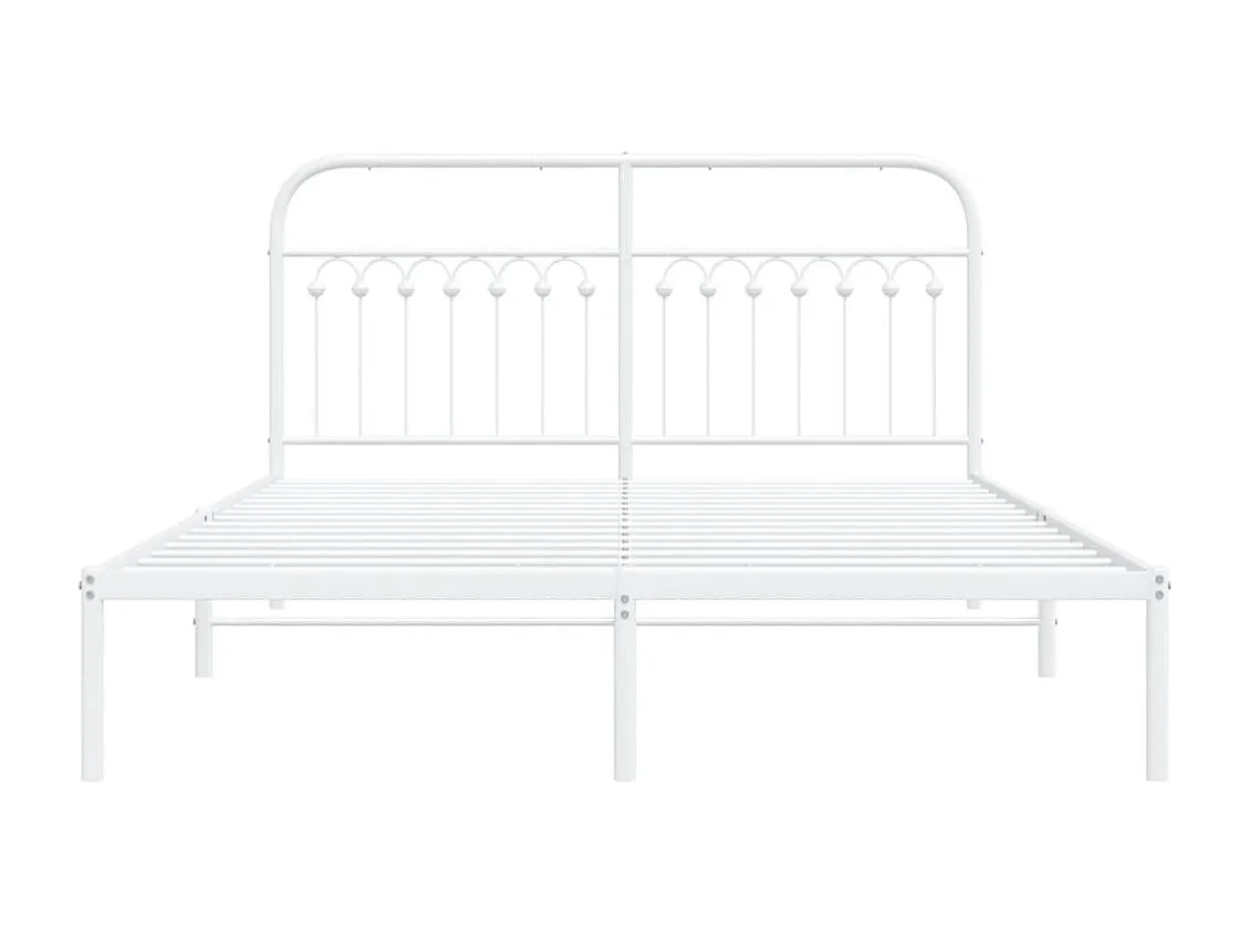 Cadre de lit métal sans matelas et tête de lit blanc 150x200 cm