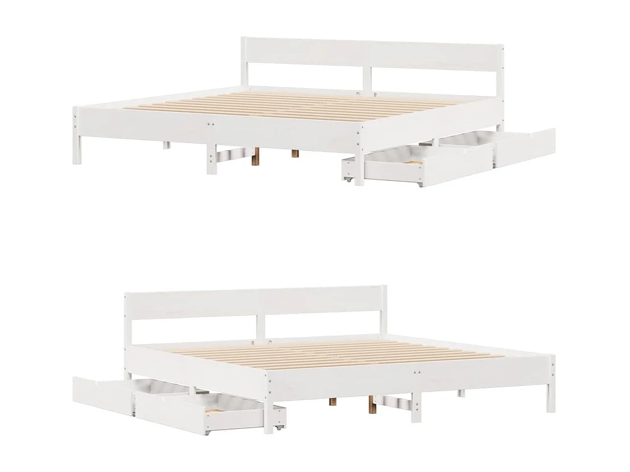 Cadre de lit sans matelas blanc 160x200 cm bois de pin massif