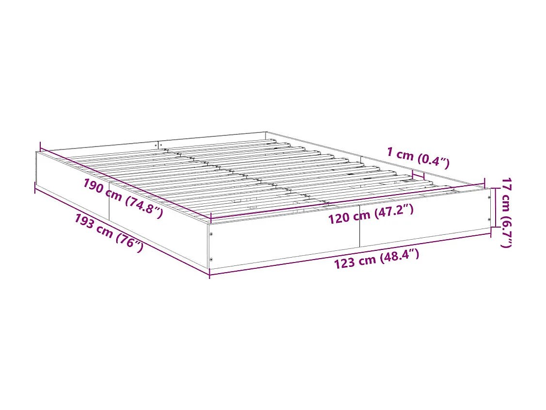 Cadre de lit sans matelas chêne sonoma 90x200 cm