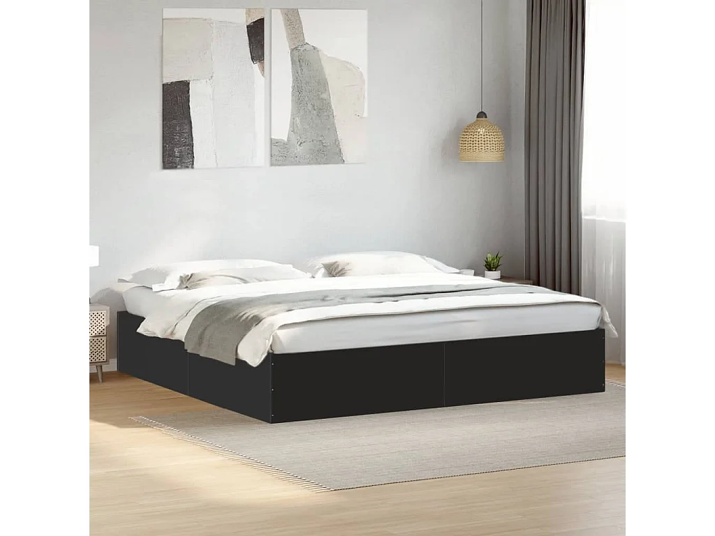 Cadre de lit sans matelas noir 200x200 cm