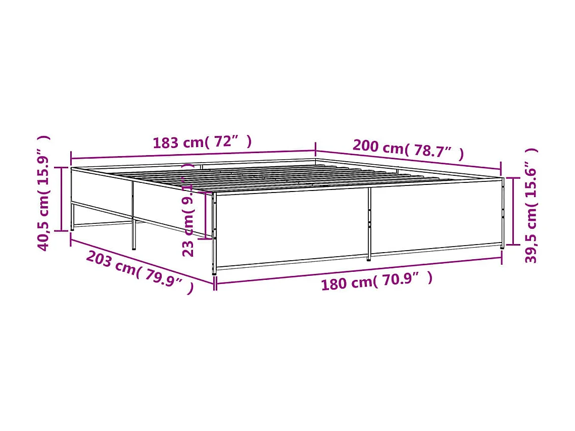 Cadre de lit sans matelas chêne marron 180x200 cm