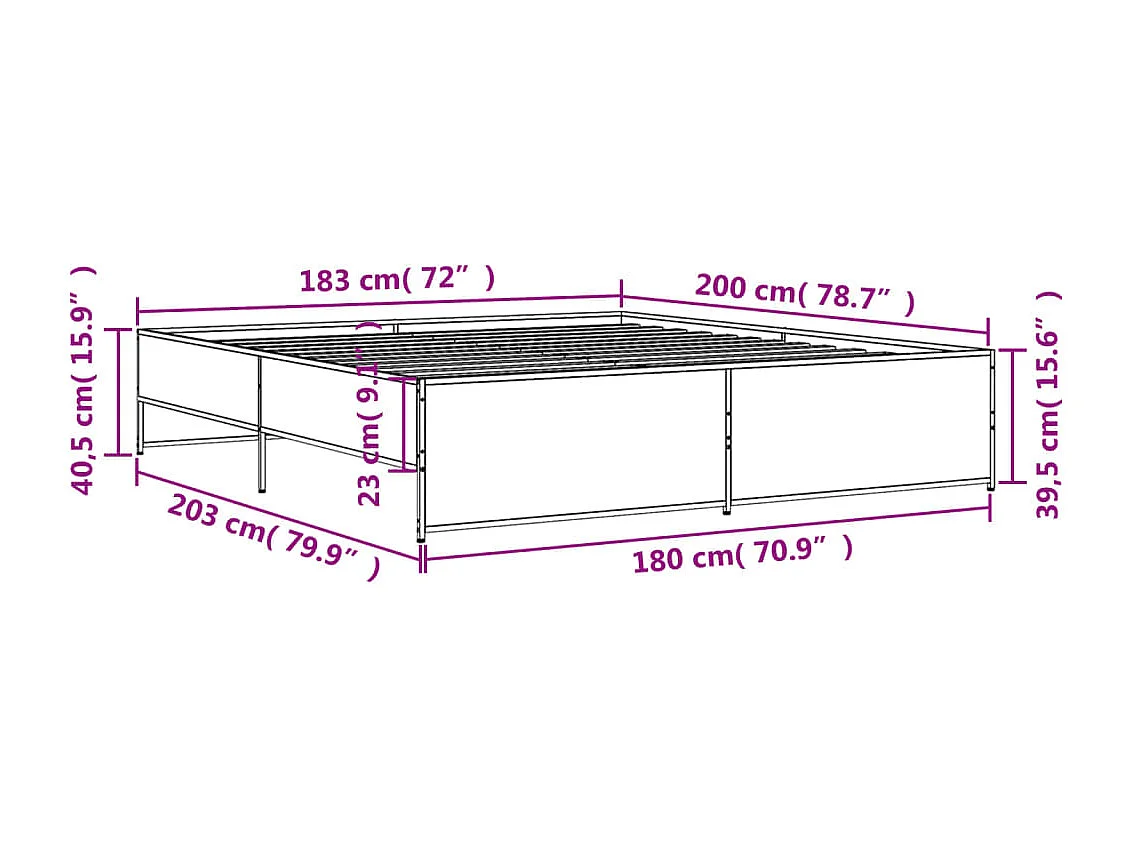 Cadre de lit sans matelas chêne marron 180x200 cm