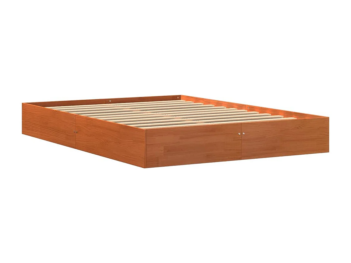 Cadre de lit sans matelas cire marron 140x190cm bois pin massif