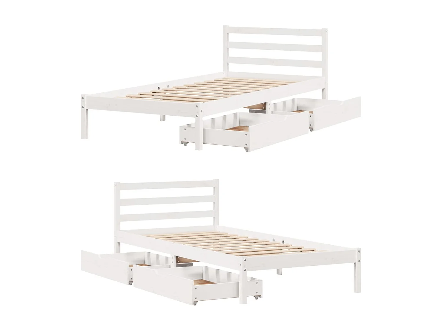 Cadre de lit sans matelas blanc 90x190 cm bois de pin massif