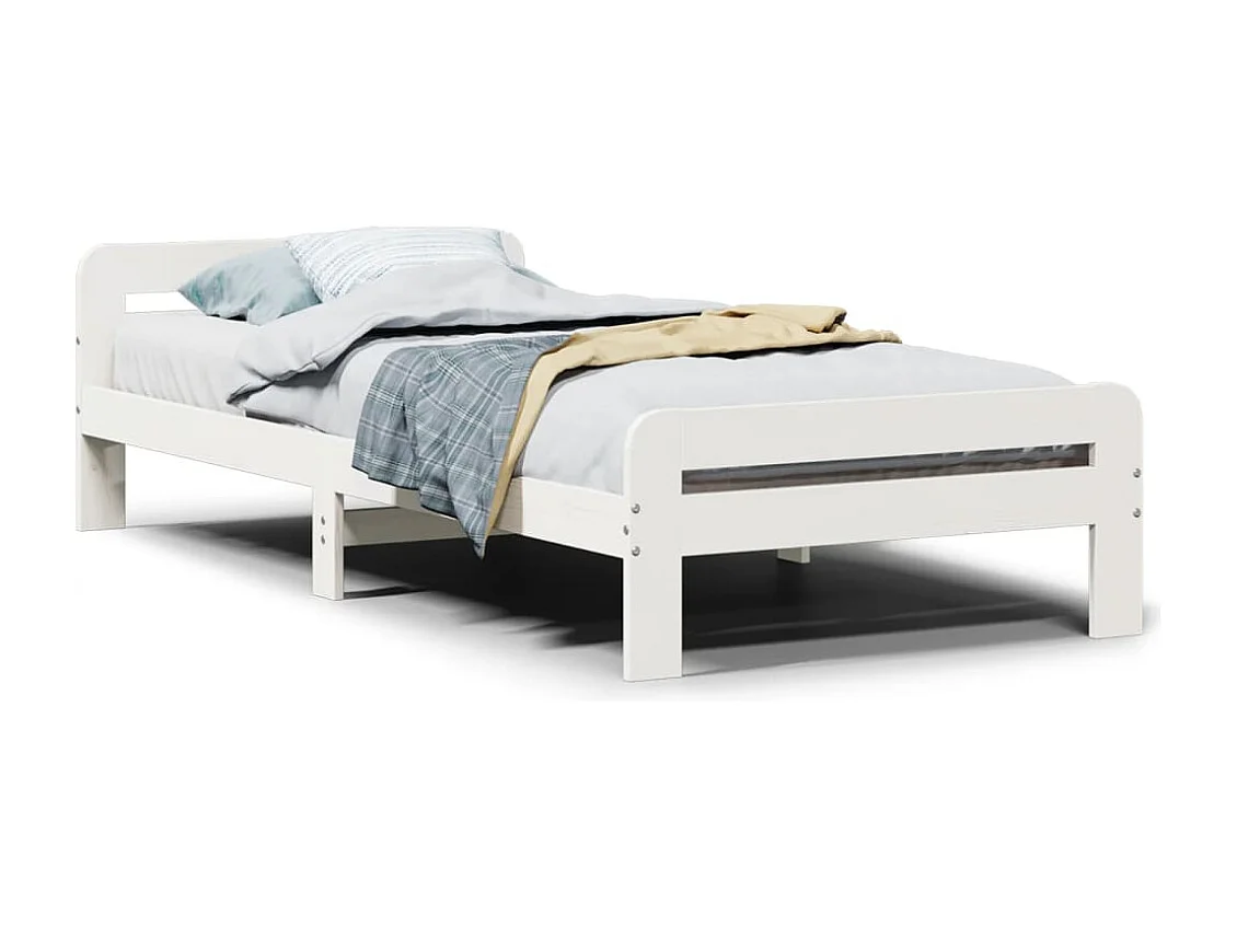 Cadre de lit sans matelas blanc 100x200 cm bois de pin massif