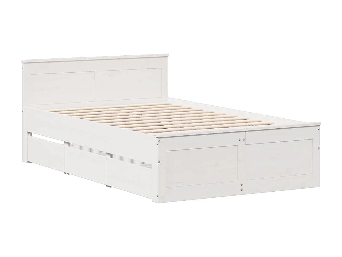 Cama sem colchão com cabeceira 135x190 cm pinho maciço branco