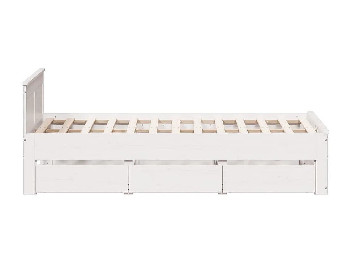 Cama sem colchão com cabeceira 135x190 cm pinho maciço branco