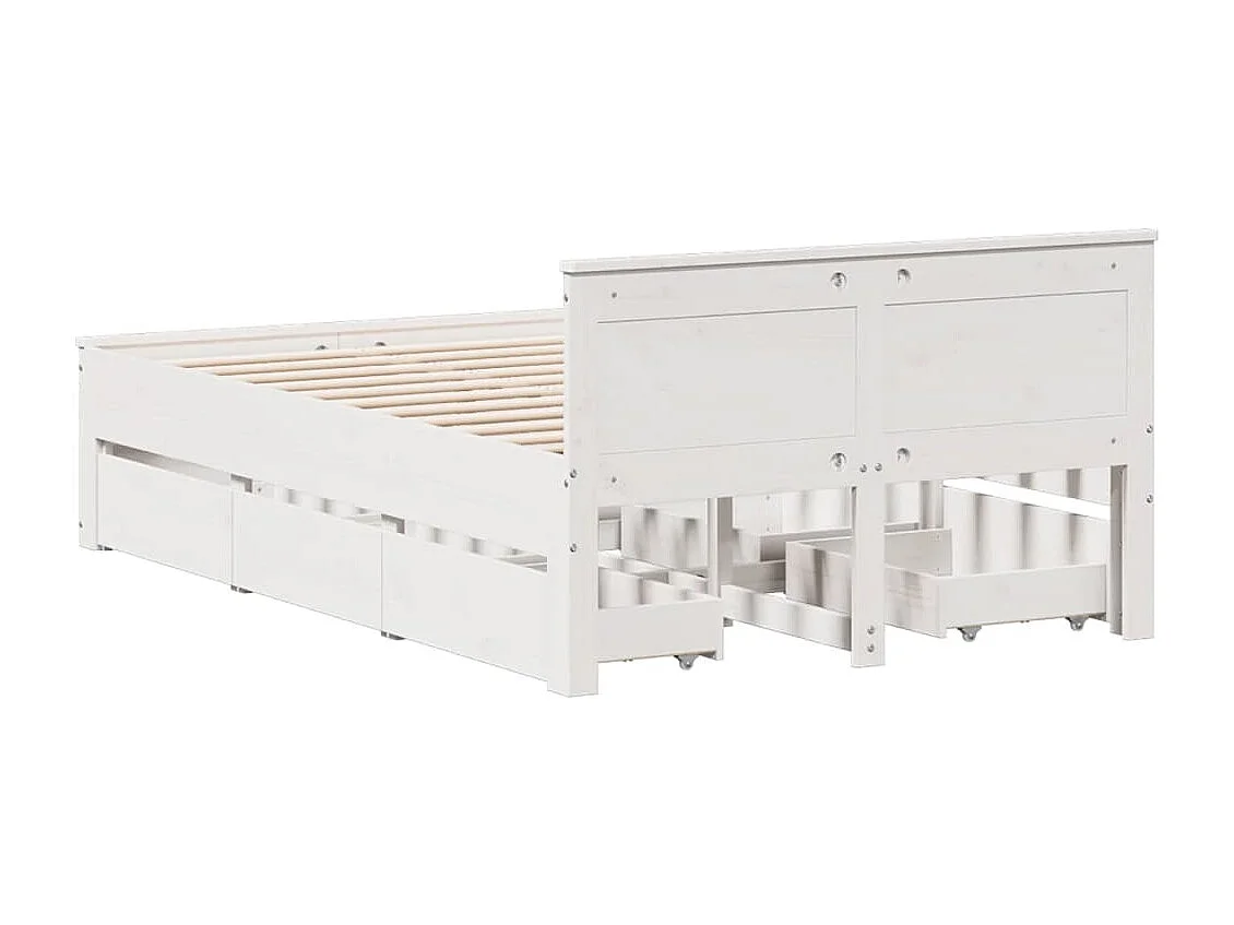 Cama sem colchão com cabeceira 135x190 cm pinho maciço branco