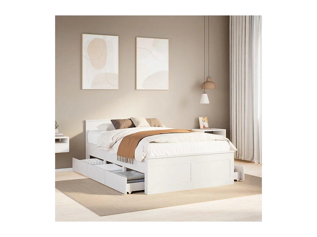 Giroletto senza Materasso con Testata Bianco 135x190 cm Pino