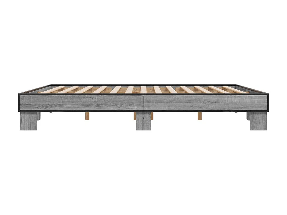 Bedframe bewerkt hout metaal grijs sonoma eiken 180x200 cm