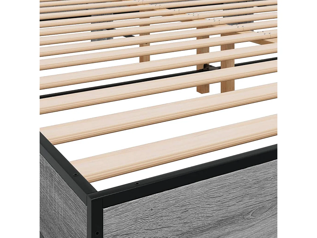 Bedframe bewerkt hout metaal grijs sonoma eiken 180x200 cm