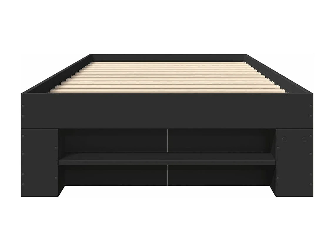 Cadre de lit sans matelas noir 75x190 cm bois ingénierie