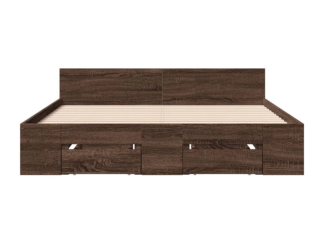 Estrutura de cama gavetas derivados madeira carvalho castanho