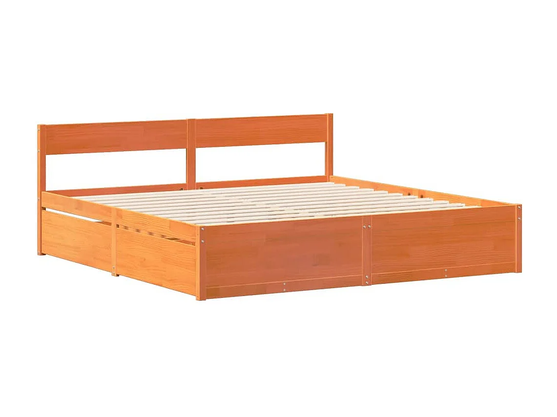 Cadre de lit sans matelas cire marron 180x200cm bois pin massif