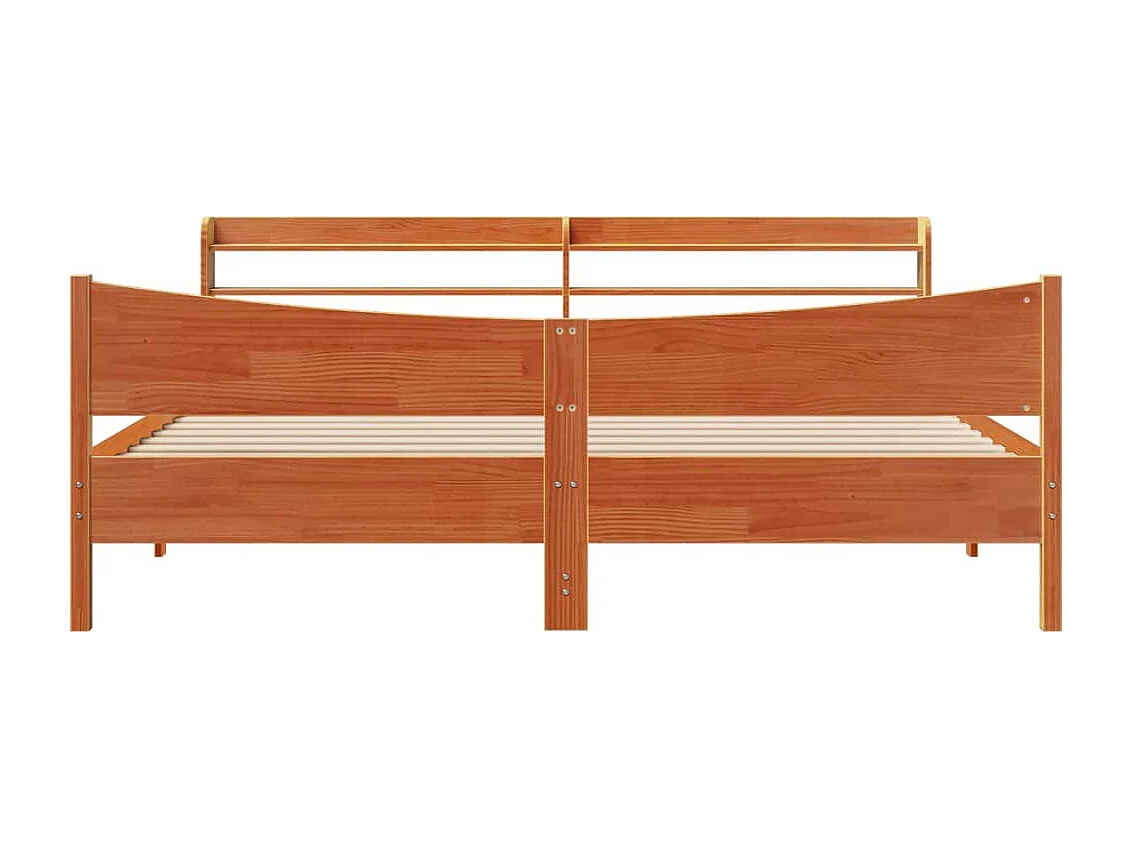 Cadre de lit et tête de lit cire marron 180x200 cm bois de pin