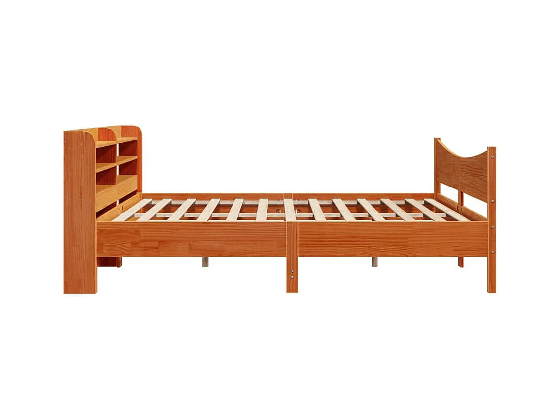 Cadre de lit et tête de lit cire marron 180x200 cm bois de pin