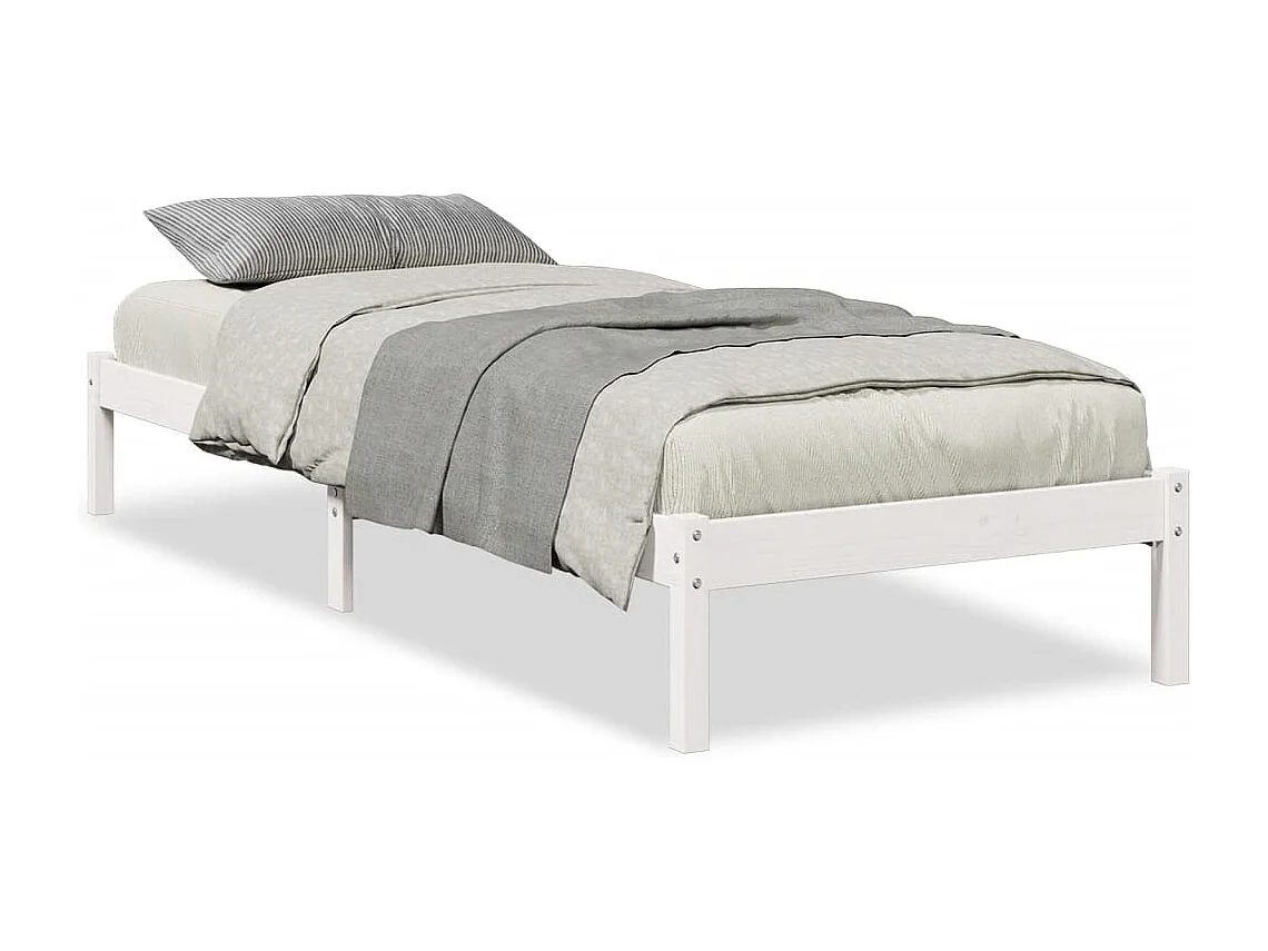 Letto Extra Lungo senza Materasso Bianco 90x210 cm in Pino