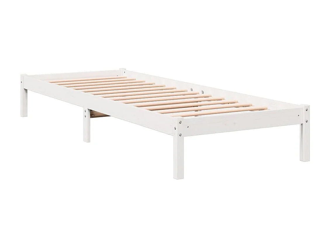 Letto Extra Lungo senza Materasso Bianco 90x210 cm in Pino