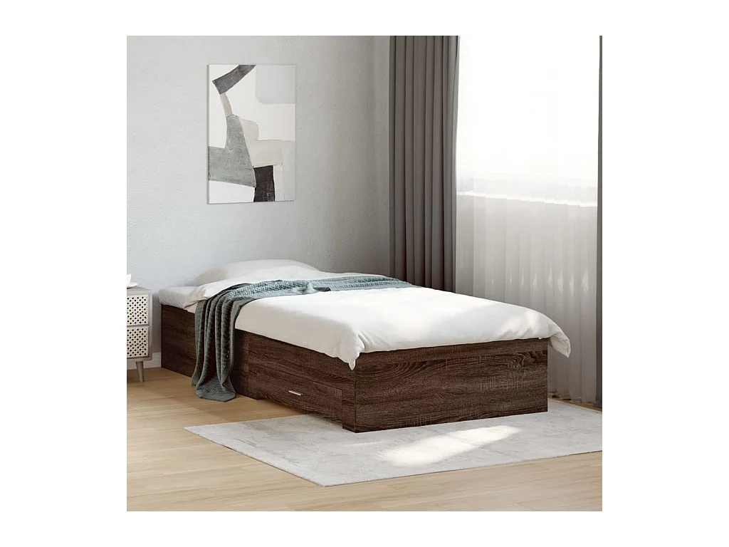 Cadre de lit avec tiroirs sans matelas chêne marron 90x190 cm