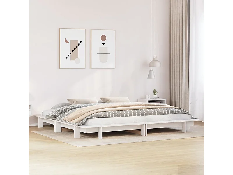 Cadre de lit sans matelas blanc 160x200 cm bois de pin massif