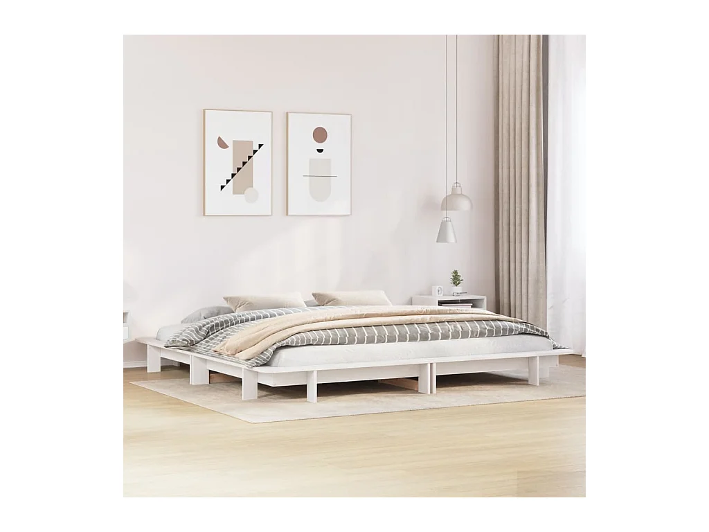Letto senza Materasso Bianco 160x200 cm Legno Massello di Pino