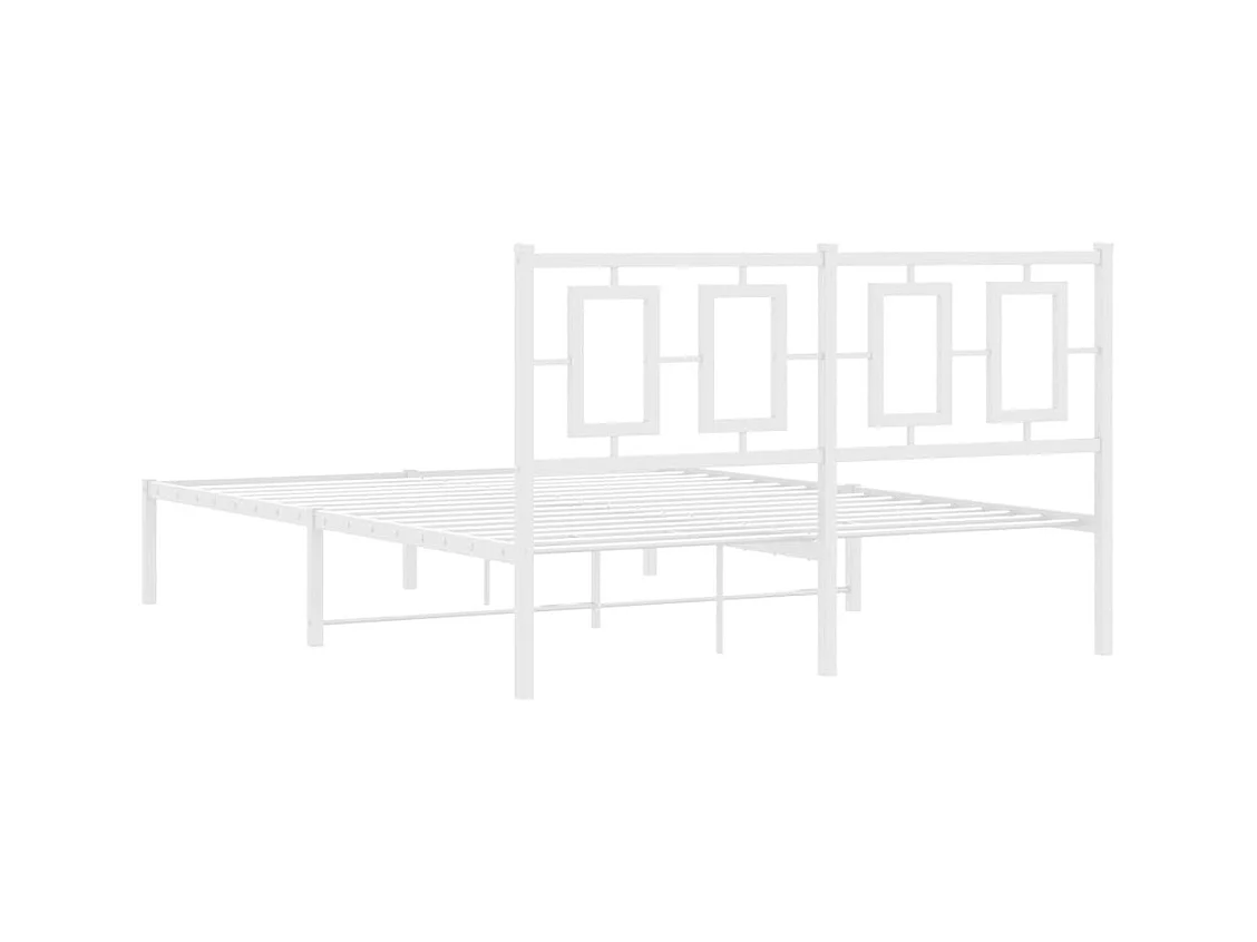 Bedframe met hoofdbord metaal wit 135x190 cm