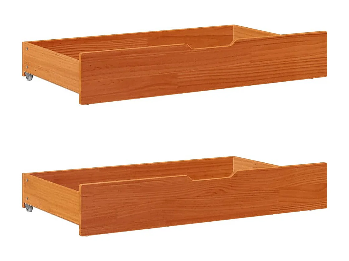 Cadre de lit avec tiroirs sans matelas cire marron 90x190 cm