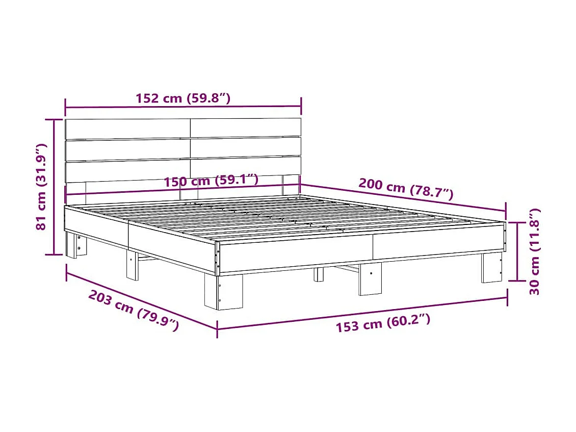Giroletto Rovere Sonoma 150x200 cm in Legno Multistrato Metallo
