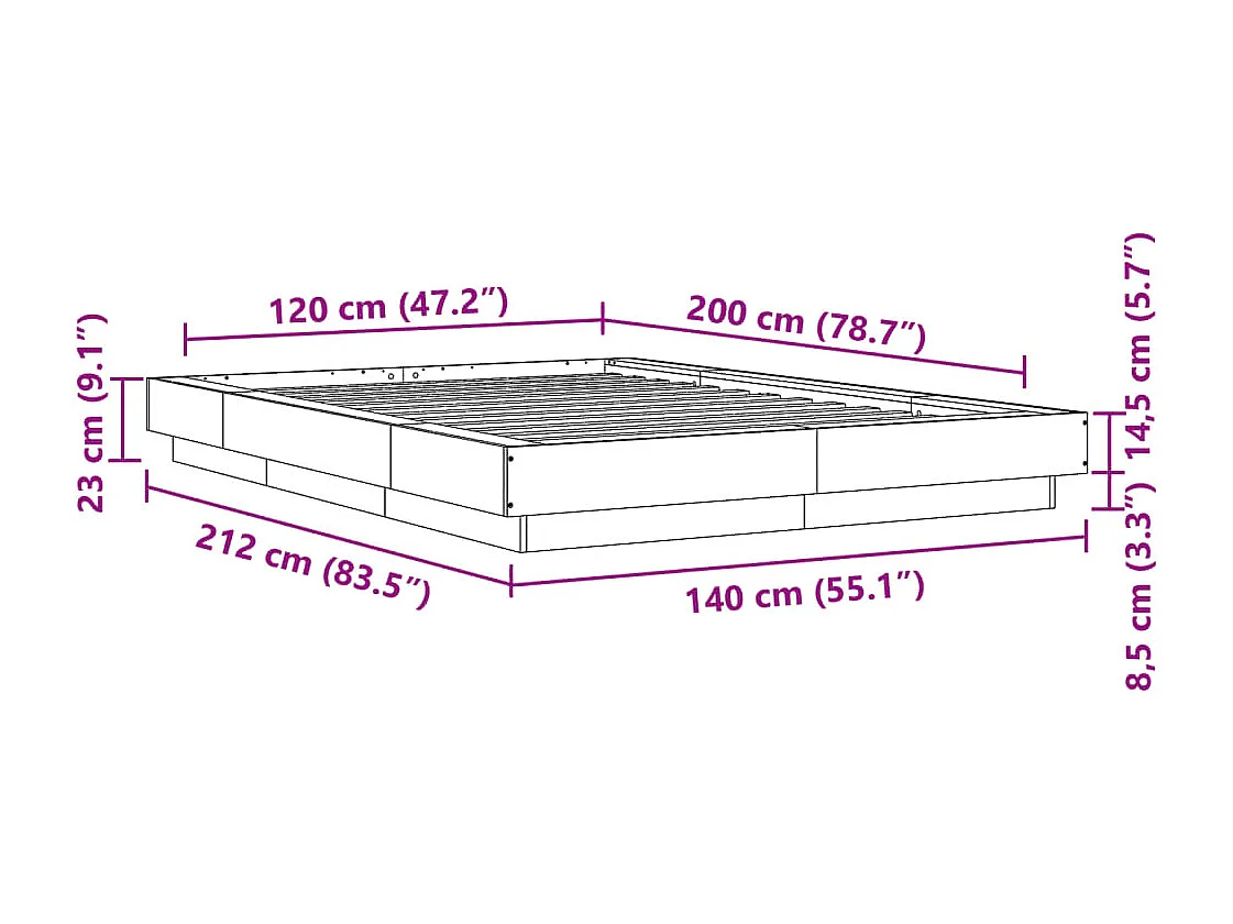 Giroletto Grigio Sonoma 120x200 cm in Legno Multistrato
