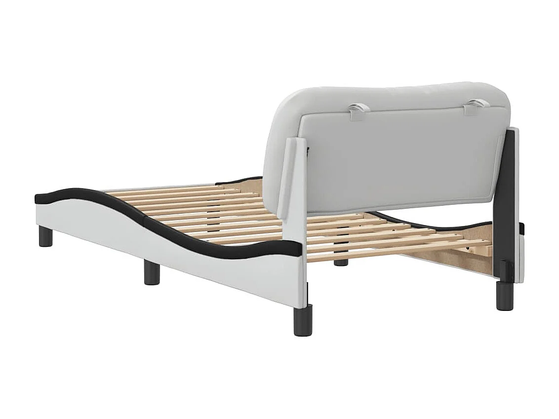 Cadre de lit sans matelas blanc et noir 90x200 cm similicuir