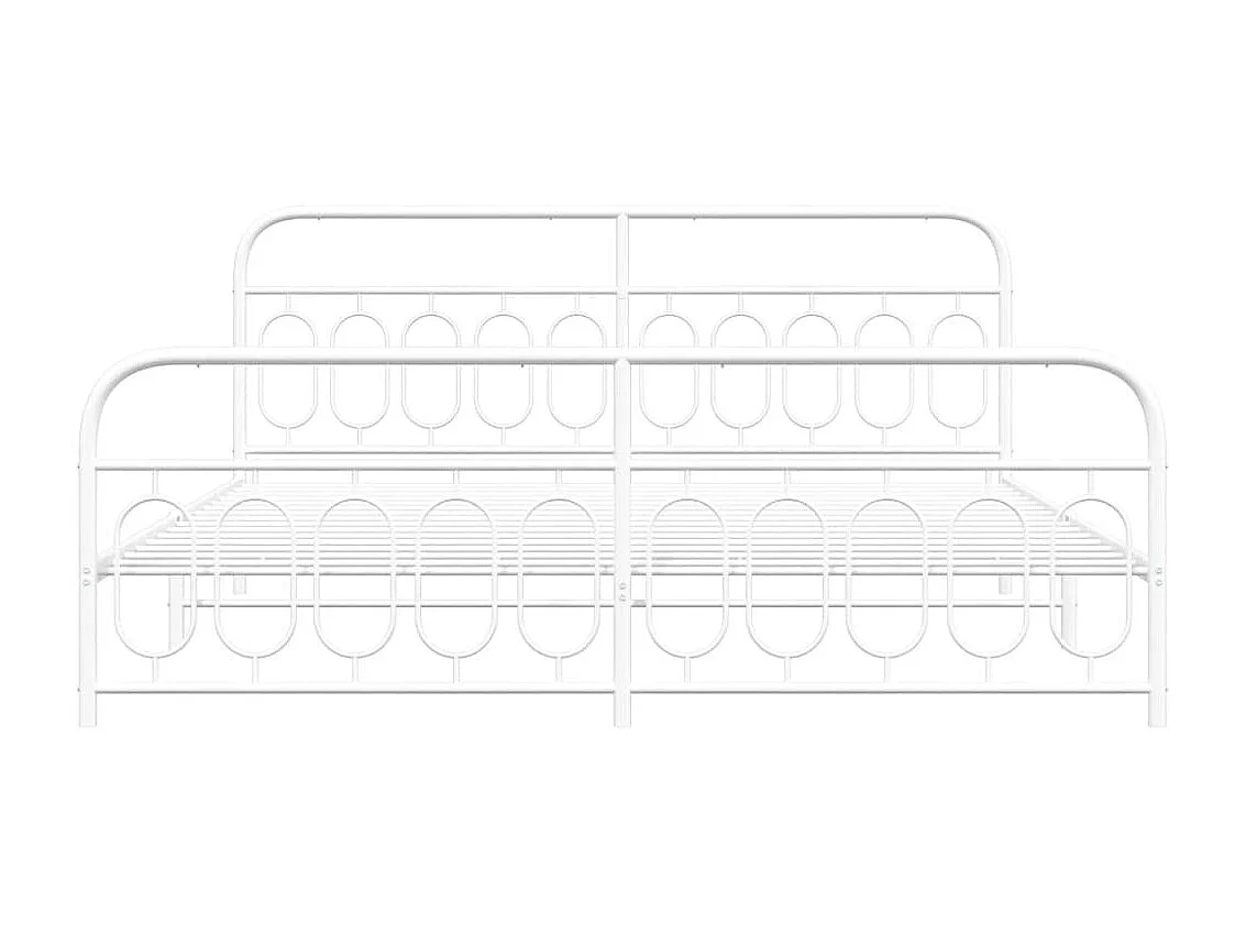 Cadre de lit métal sans matelas et pied de lit blanc 200x200 cm