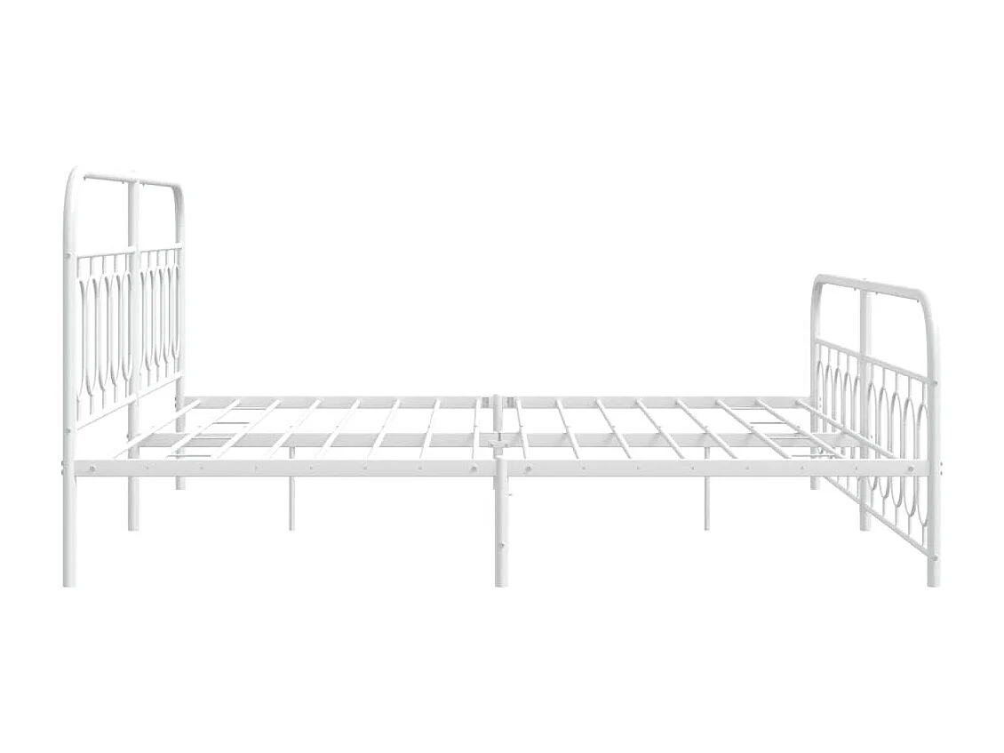 Bettgestell mit Kopf- und Fußteil Metall Weiß 200x200 cm