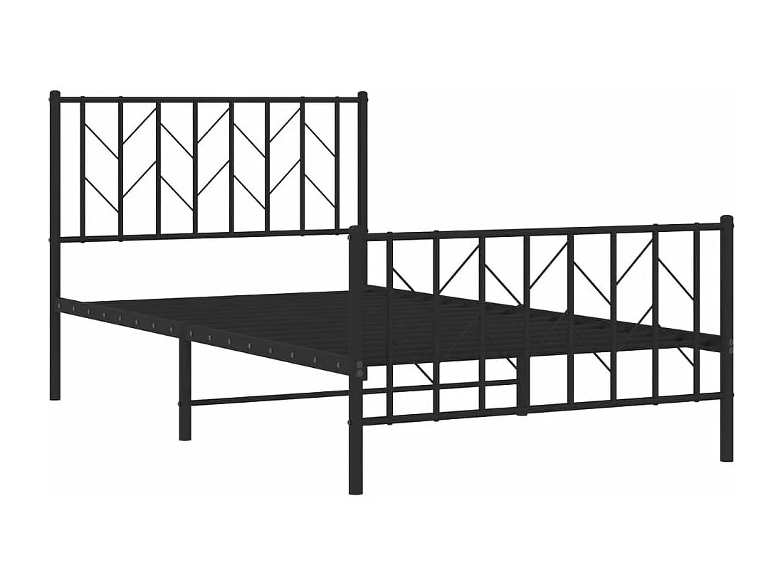 Cadre de lit métal sans matelas avec pied de lit noir 100x190cm
