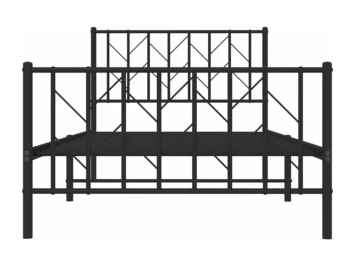 Cadre de lit métal sans matelas avec pied de lit noir 100x190cm