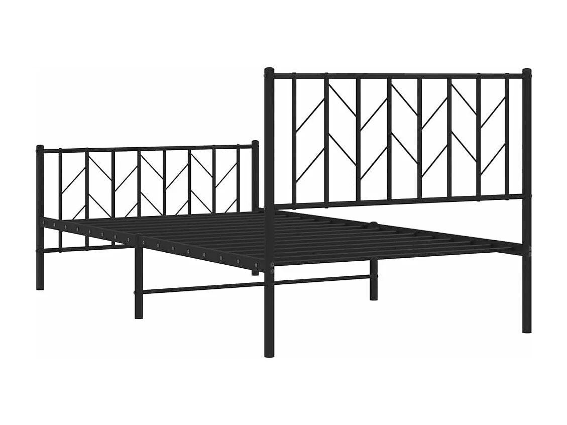 Cadre de lit métal sans matelas avec pied de lit noir 100x190cm